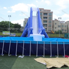 Commercial Large jumping water slide bounce house inflatables water slide with pool