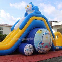 Commercial Kids Inflatable Penguin Slide With Pool