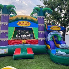 Commercial kids party tropical jumping castle with slide