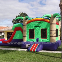 Tropical Rush Jungle Bounce House Inflatable Water Slide Combo With Pool