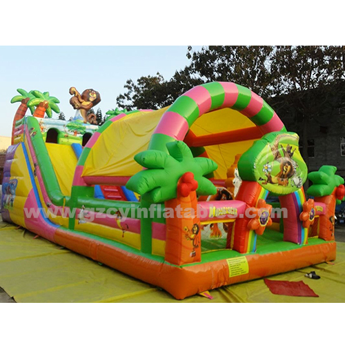 Monkey Playground Inflatable Jumping Castle House With Slides