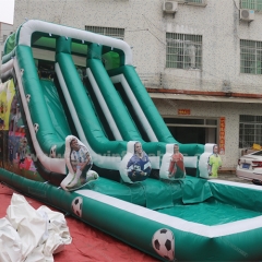 Inflatable bouncing castle double slide with pool