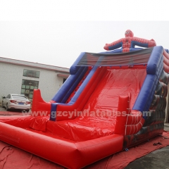 Commercial Spiderman inflatable castle slide combo with swimming pool