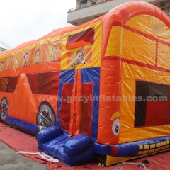 Amusement park orange bus kids inflatable castle bounce house