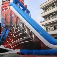 Commercial giant inflatable castle double dry slide, Spiderman inflatable playground slide combo