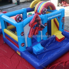 Commercial Spider-Man party inflatable bouncing castle slide combo with pool