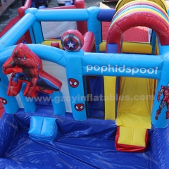 Commercial Spider-Man party inflatable bouncing castle slide combo with pool