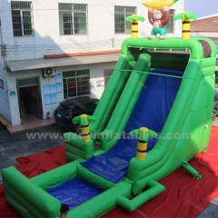 Inflatable Backyard Monkey Palm Tree Bounce House Slide Combo with Pool