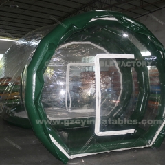 Green transparent inflatable dome tent