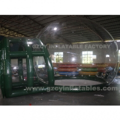 Green transparent inflatable dome tent