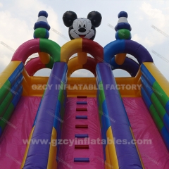 Giant Mickey Theme Park Castle Inflatable Slide