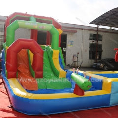 Obstacle Bounce House Dual Slide with pool