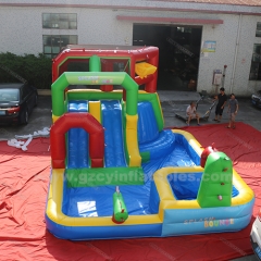 Obstacle Bounce House Dual Slide with pool