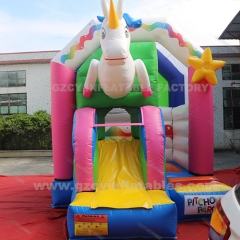 Unicorn inflatable jumping castle with slide