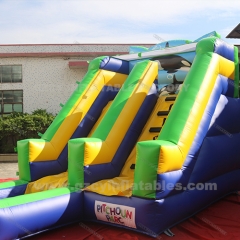 Kids Party inflatable bouncer castle double lane water slide with pool
