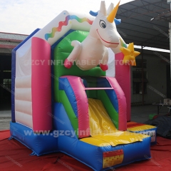 Unicorn inflatable jumping castle with slide