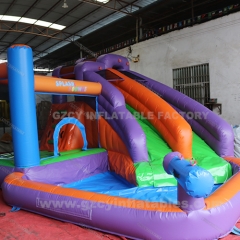 Colorful inflatable water slide with swimming pool