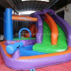 Colorful inflatable water slide with swimming pool