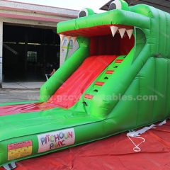 Crocodile theme musement park equipment inflatable bouncer castle slide