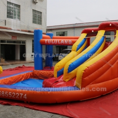 inflatable Castle double water slide with pool