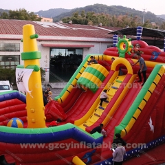 Outdoor giant inflatable bouncer pirate ship boat bounce house slide combo
