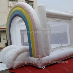 Inflatable Bounce House Wedding Rainbow Castle with slide
