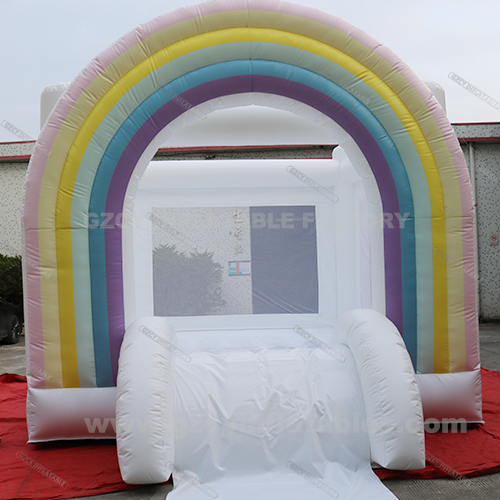 Inflatable Bounce House Wedding Rainbow Castle with slide