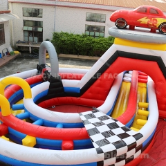 Race Car Course Inflatables Carnival Games Ride Figure 8 Obstacle Course