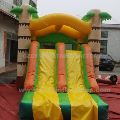 Palm Tree Bounce House With Double Lane Slide Bouncy Castle Combo For Kids