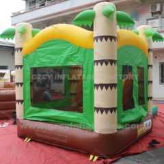 Palm Tree Bounce House With Double Lane Slide Bouncy Castle Combo For Kids
