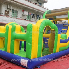 Outdoor adult sports game large inflatable obstacle course with water slide