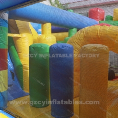 Block inflatable jumping castle with slide