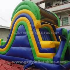 Outdoor adult sports game large inflatable obstacle course with water slide