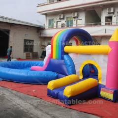 Rainbow Castle Inflatable Slide with Pool