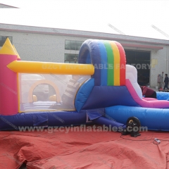 Rainbow Castle Inflatable Slide with Pool