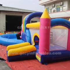Rainbow Castle Inflatable Slide with Pool