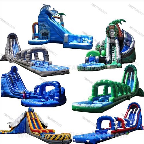 Giant inflatable palm tree double water slide with swimming pool