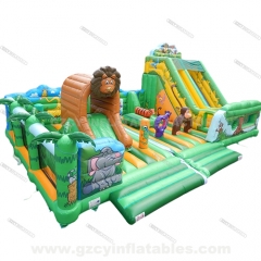 Animal Theme Park Inflatable Castle Slide Combo