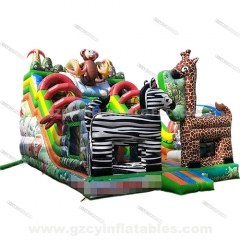 Animal Theme Park Inflatable Castle Slide Combo