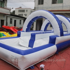 Backyard commercial inflatable water park double lane slide