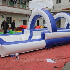 Backyard commercial inflatable water park double lane slide