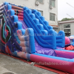 Commercial giant adult inflatable water slide with swimming pool