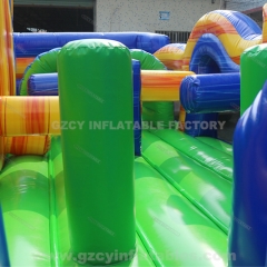 Outdoor Kids Party Large Inflatable Obstacle Course commercial bounce house With Water Slide