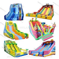 Cartoon themed large inflatable dry slide