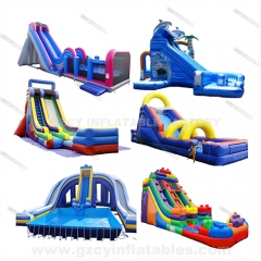 Commercial giant inflatable water slides with pool