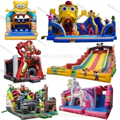 Spongebob/Iron Man/Unicorn Theme Park Kids Bounce house Inflatable Castle Slide Combo