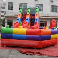 Building block inflatable jumping castle slide combo