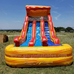 Inflatable lava double lane dry slide