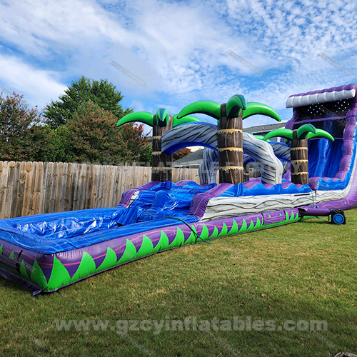 Giant inflatable water slide, large inflatable palm tree backyard double water slide with swimming pool