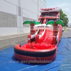Red Water Slide Tropical Slide Backyard Palm Tree Inflatable Water Slide Pool